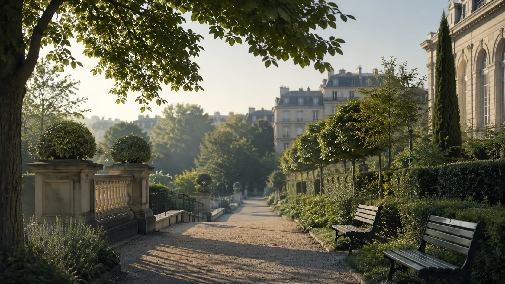 Menua Consulting - Notre organisation et nos valeurs d'excellence Perspective architecturale classique d'une allée parisienne - Rigueur méthodologique, ordonnancement et vision pérenne de Menua Consulting